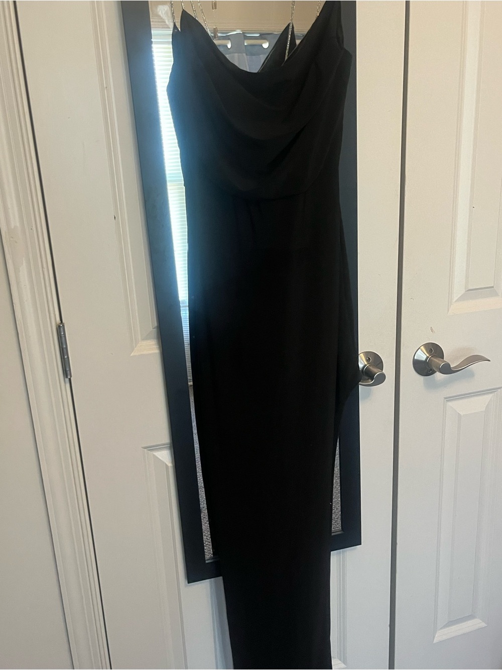Windsor Black Cowl Neck Maxi Slit Dress